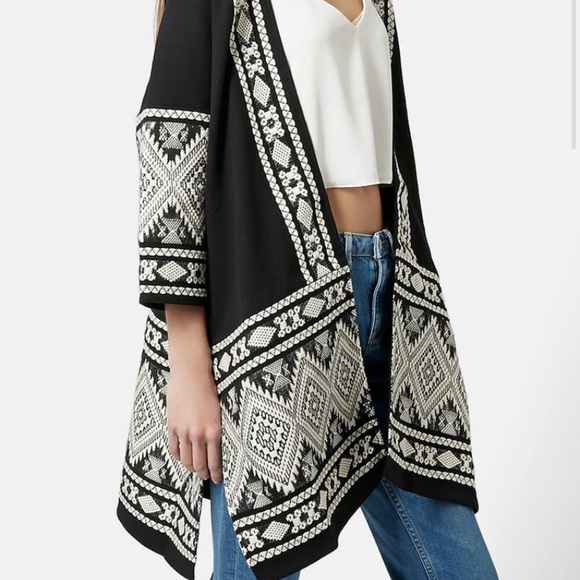 Topshop Jackets & Blazers - Topshop Embroidered Metallic Kimono Cardigan Sz M